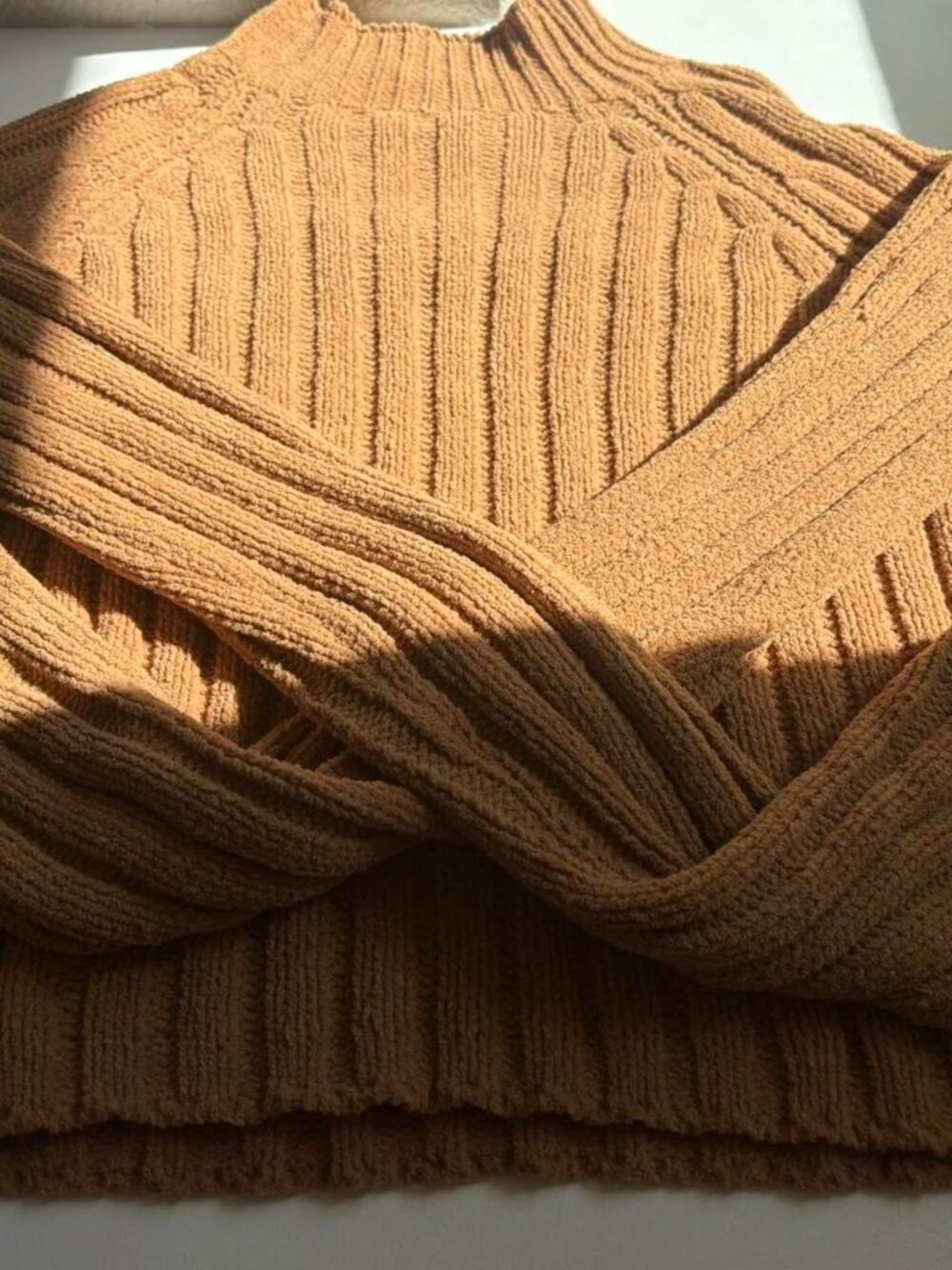 🍂 Camel Ribbed Knit Mock Neck Sweater 🍂 - Picture 5 of 5